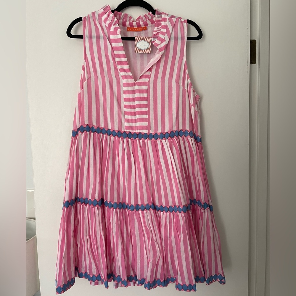 Oliphant Pink and White Ruffled Dress
